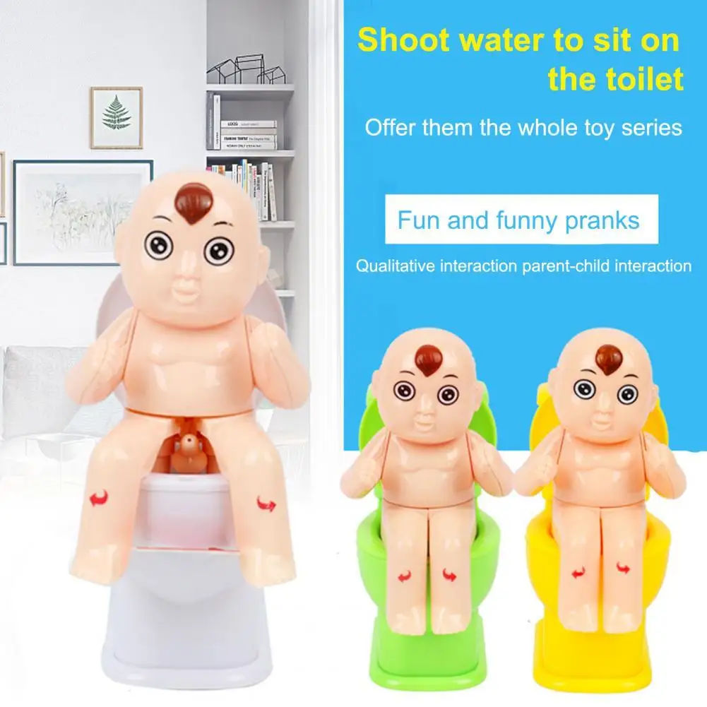 

Miniature Toilet Toy Funny Water Squirt Pee Doll Cartoon Patterns Prank Squirt Water Gun Toy for Children Interesting Trick Toys