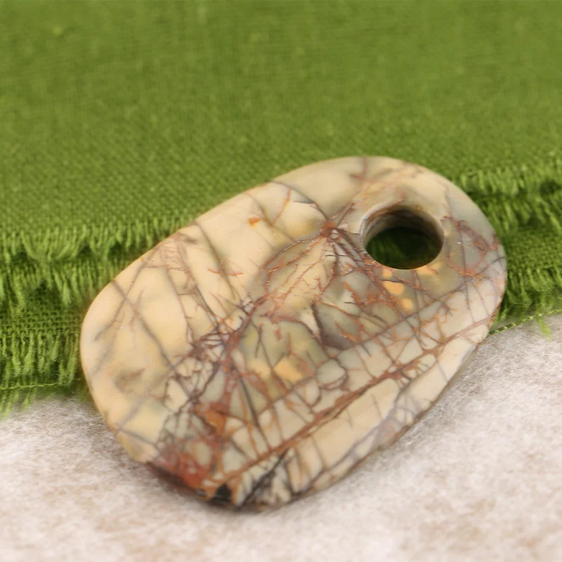 B&F Oval Pendant for Necklace Multi-Color Picasso Jasper—Natural Stone Fashion Handmade Jewelry Charm Accessories 53x38x8mm24.8g