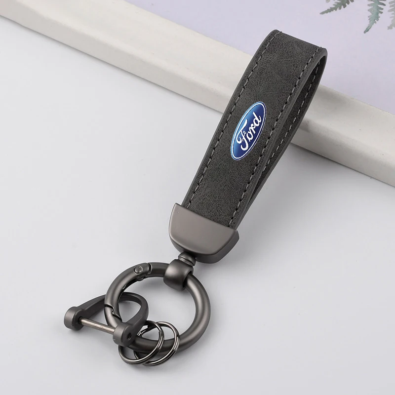 Suede Car Emblems Keychain Key Ring Alloy Keyring For Ford Fiesta C-Max Kuga Ranger Raptor KA Fusion ST Transit Edge Accessories