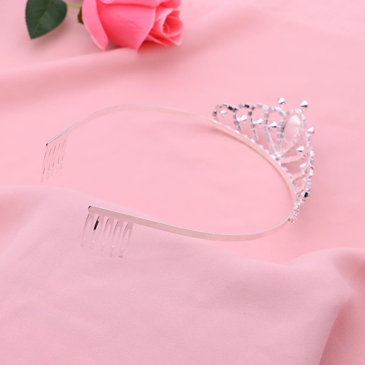 

Children Crown Tiara Sparkly Heart Design Glitter Headband For Kids Party Birthday Cosplay Decoration Pink Lightweight Durable