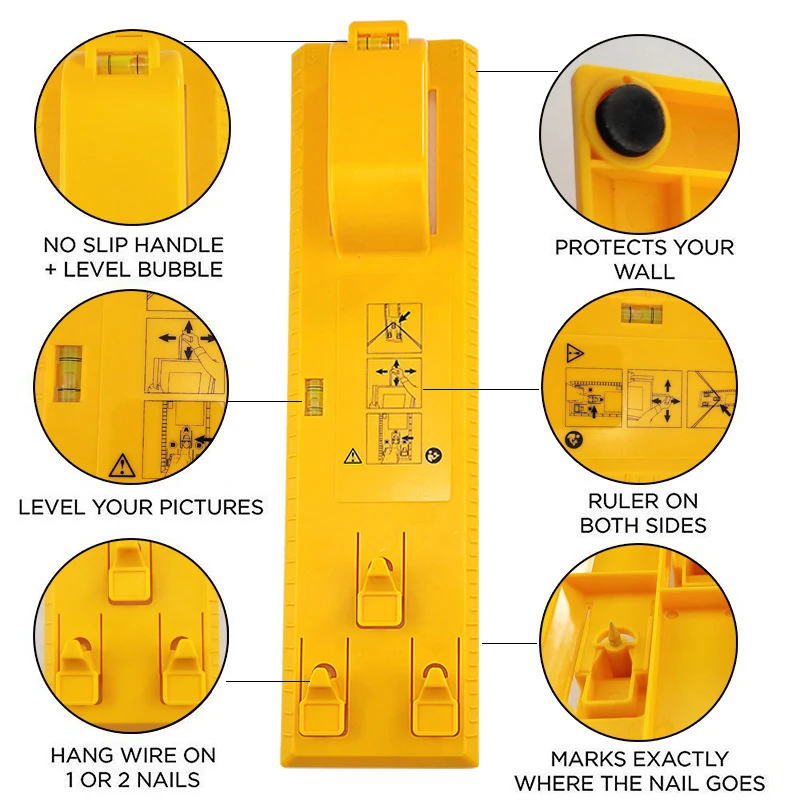 Hot sale 1 Set DIY Photo Frame Level Ruler Picture Frame Hanger Hooks Easy Wall Hanging Tools