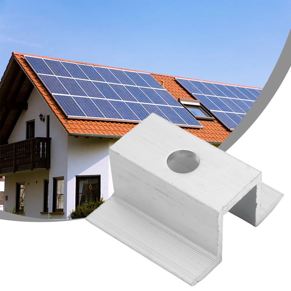 10Pcs PV Middle Clamp for Solar Panel Installation on Aluminum Racking Systems Supporting 25mm to 50mm For Frame Heights