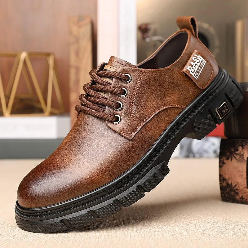 

New Men's Business Work Leather Shoes Lace Up Big Head Casual Men's Formal Shoes Sapato Masulino Zapatos De Vestir Para Hombre