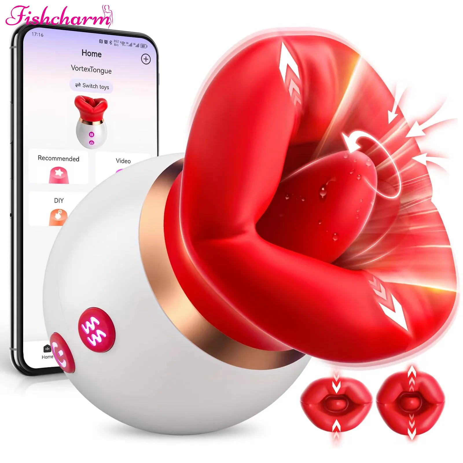 

10 Tongue Licking Mouth Sucking Vibrator for Women Sucking Toys Anal Clit Nipple G Spot Vibrators Sex Toys for Female Couples