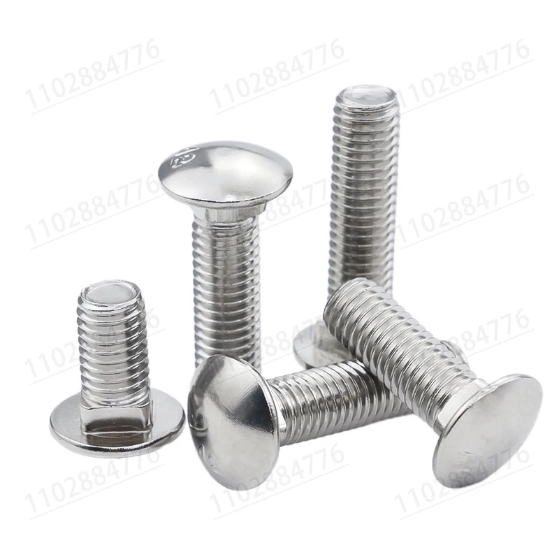 M6 M8 M10 M12 A2 304 Stainless Steel DIN603 Truss Round Head Square Neck Carriage Screw Coach Bolt for Shelf Desk L= 12-100mm