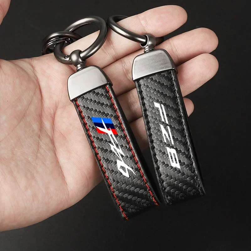 Motorcycle Carbon Fiber Leather Keychain Horseshoe Buckle Jewelry for Yamaha Fazer 250 8 FZ6 FZ8 FZ1 FZS600 Keychain Accessories