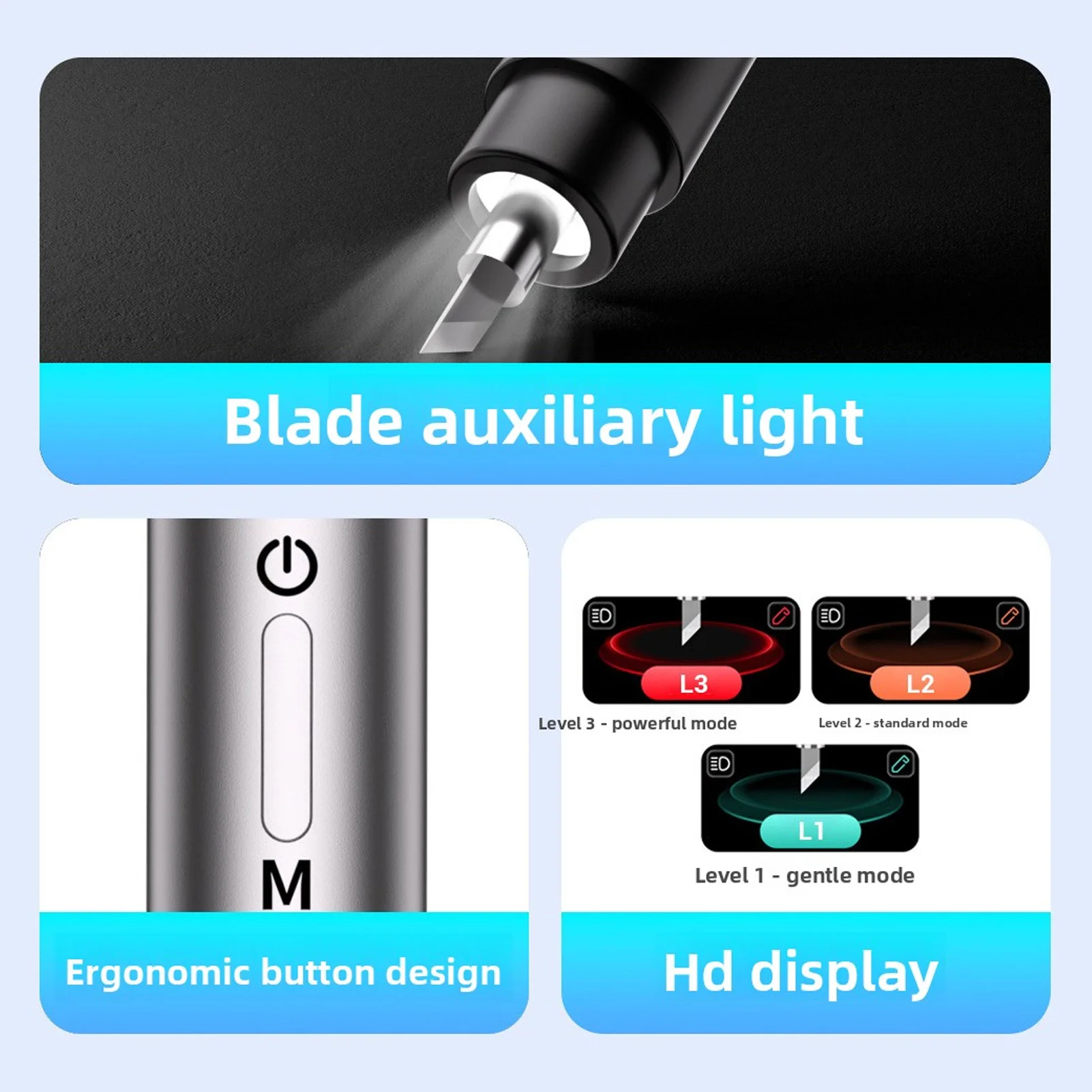 Cortador ultrasónico de 40KHz, herramienta de corte artesanal eléctrica de mano con pantalla de visualización, luz LED para impresión 3D, resina de madera plástica