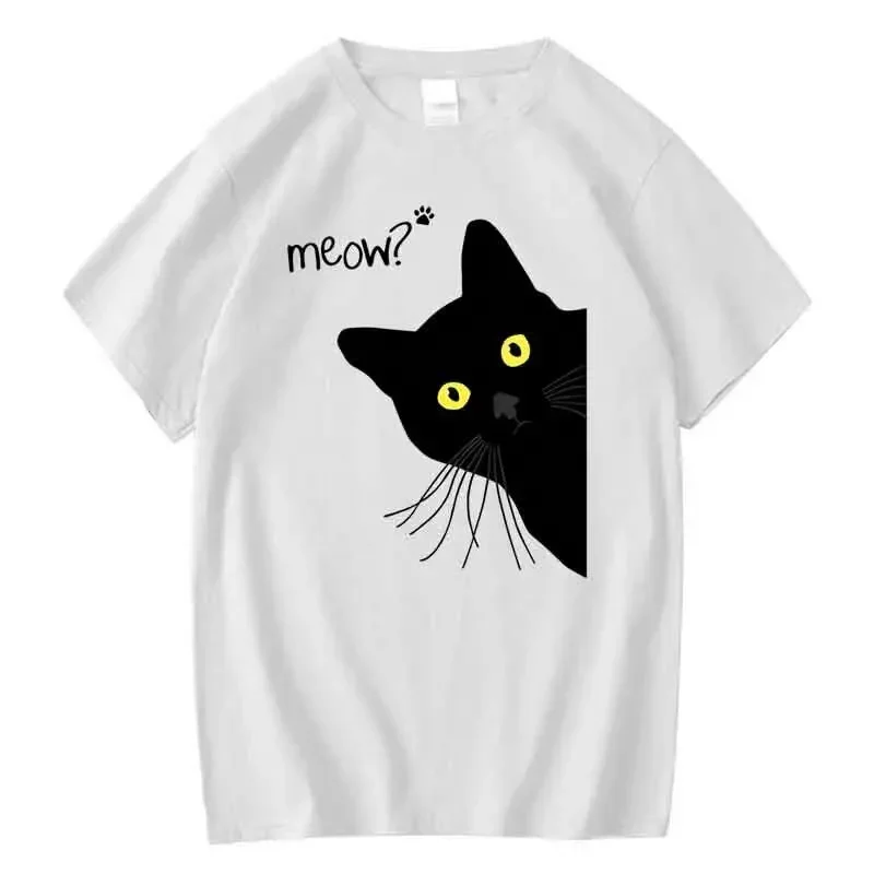 

Summer Meowt Print Casual Women's T-Shirt Casual Loose Short Sleeve T-Shirt Women's Y2k T-Shirt