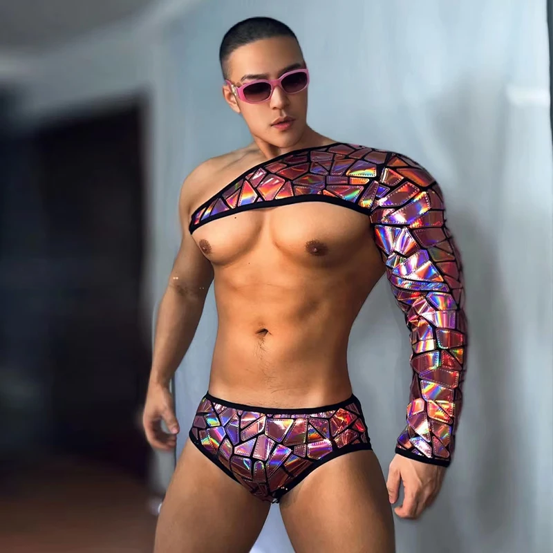 

Mirror Pole Dance Costume For Male Gogo Party Show Rave Wear Sexy Nightclub Bar Dancewear Men Gogo Dancer Stage Outfit VDB7994