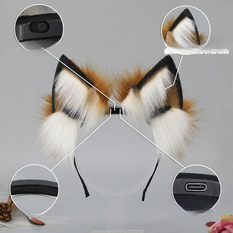

Electric Plush Beast Ears Headband Detachable for Cosplay Costume