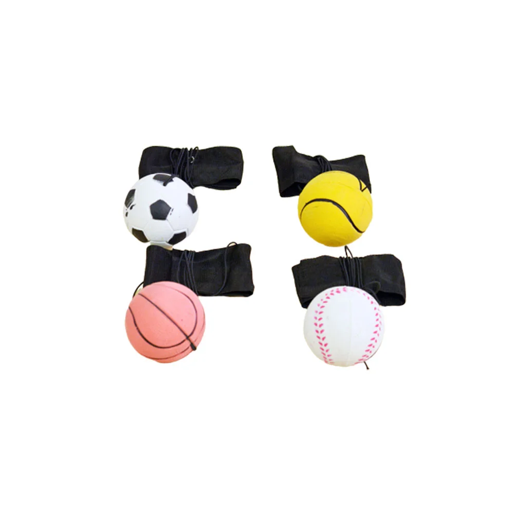 4 Uds. De juguetes de pelota para lanzar, pulsera elástica, pelota para muñeca, bolas de ventilación, relajante de emociones creativo con cuerda, patrón aleatorio