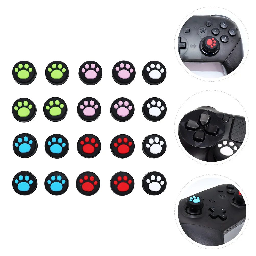 20Pcs Ergonomic Silicone Joystick Caps with Cat Claw Pattern Non-Slip Thumb Grip Cover for Game Controller Long-Lasting Use