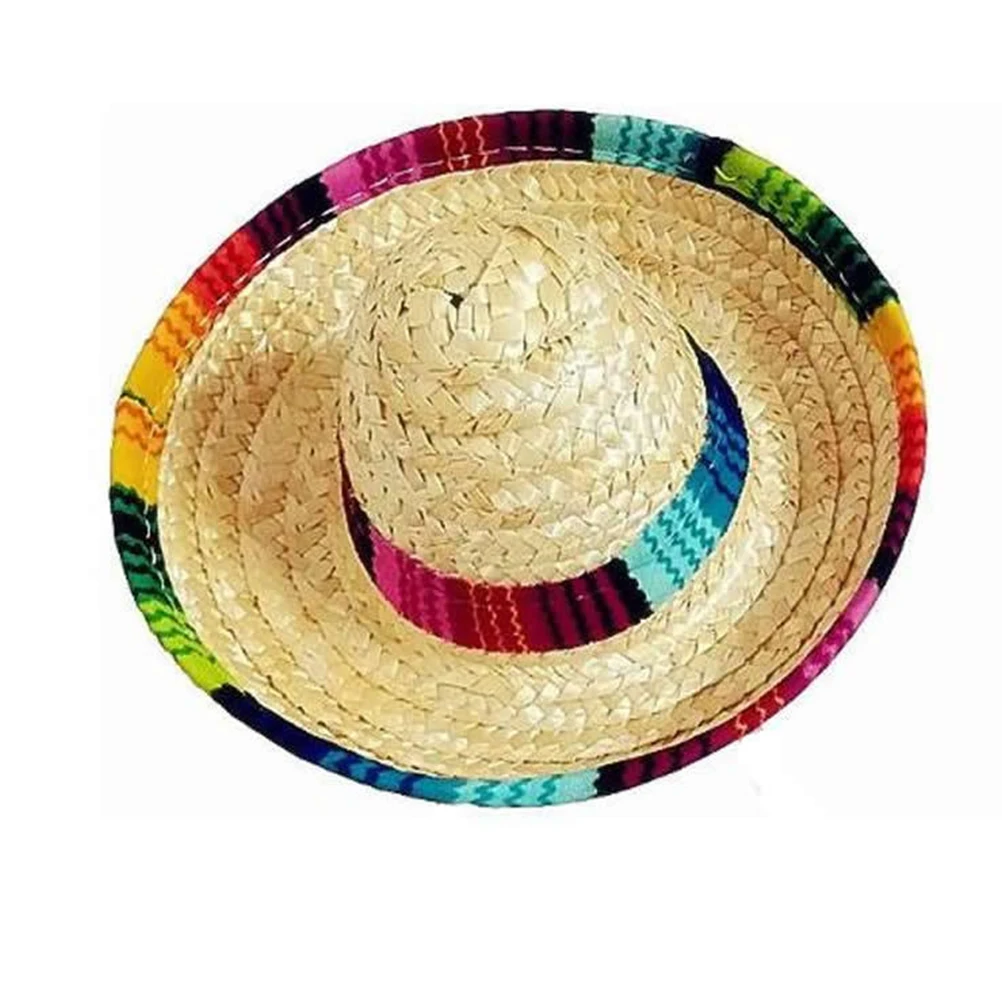 

Pet Adorable Hair Hoops Mini Mexico Funny Hairband Straw Hat Headdress Pet Supplies (Small, Random Color, Random Pattern)
