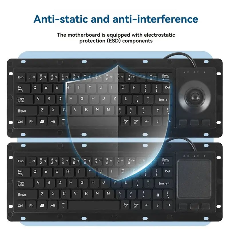 Industrial USB Trackball Board Keyboards with Touchpad and High Durability Trackpad for Medicals and Security Systems-ABVP
