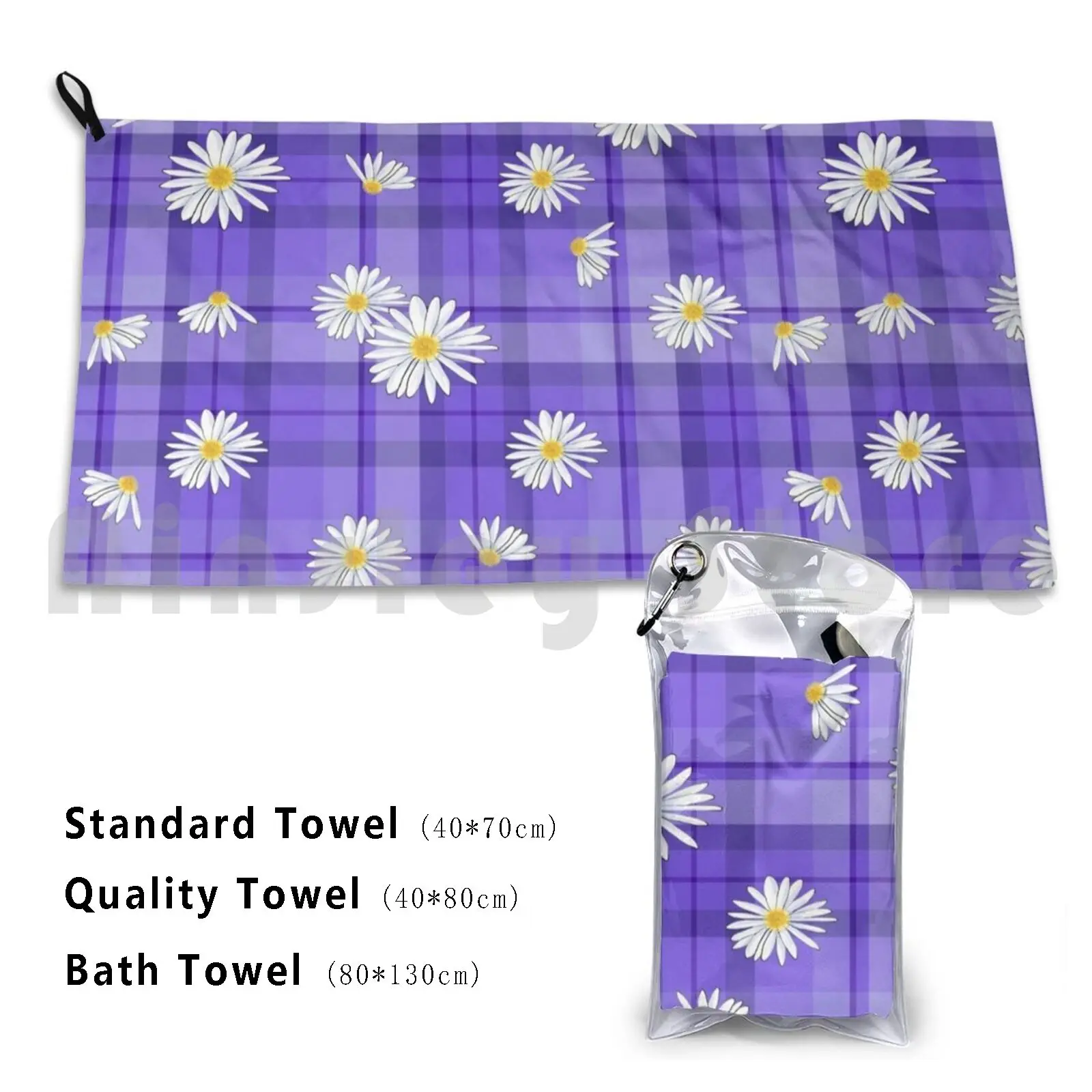 Serviette de bain marguerite violette, coussin de plage, marguerite bleue violette, fleurs florales, Kiniart, 1377