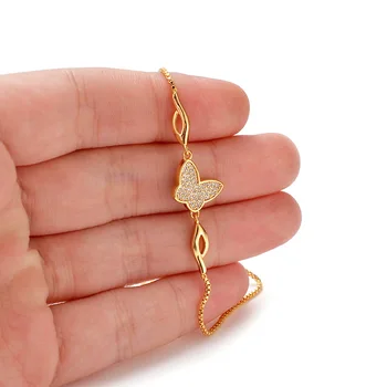 AU999 gold bracelet ladies 24K pure gold butterfly diamond wrist chain simple fashion girlfriend bracelet