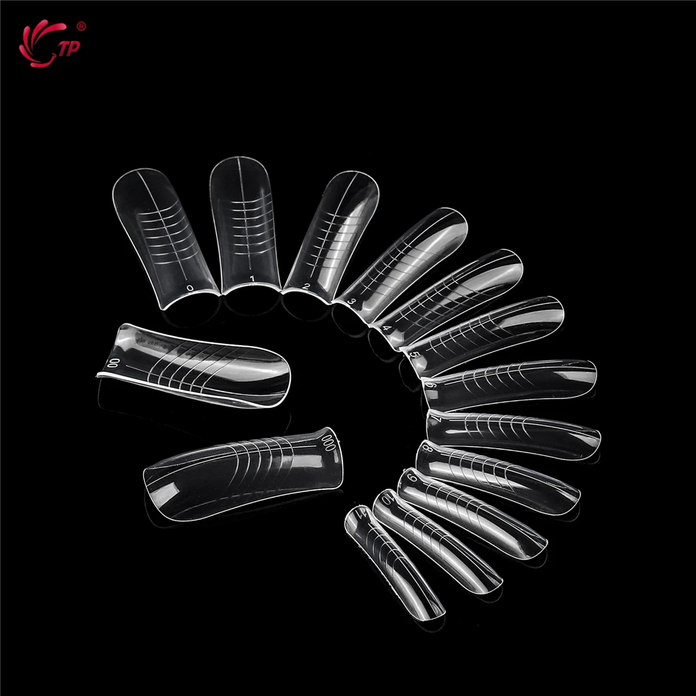 TP 140개/박스 퀵 빌딩 젤 몰드 듀얼 폼 네일 몰드 풀 커버 인조 손톱 팁 아크릴 재사용 가능 매니큐어 도구