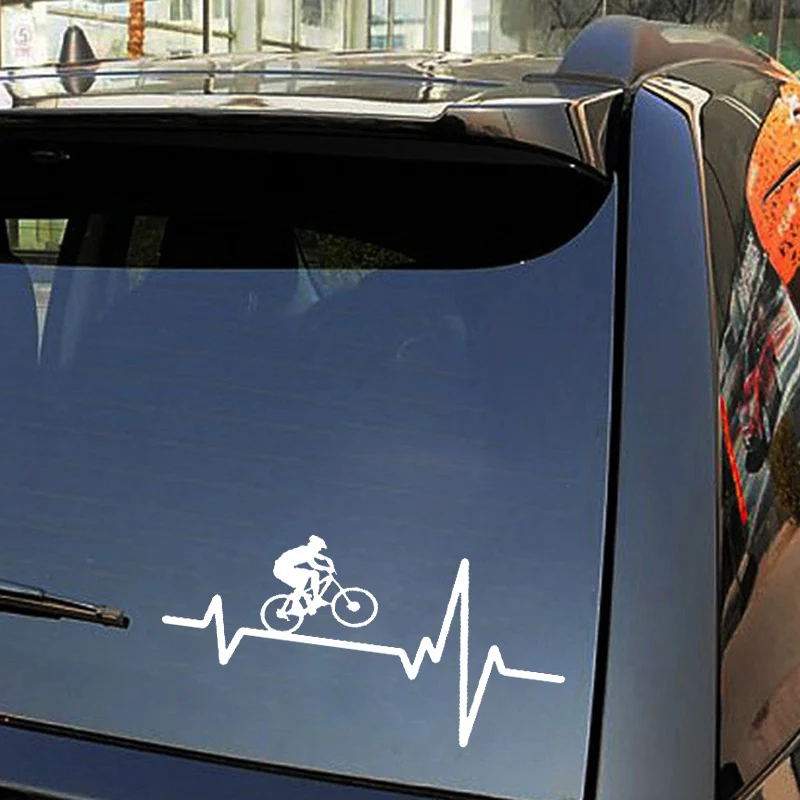 Cycling Mountain Bike Helmet Heartbeat Waterproof Vinyl Car Sticker Decal For Automobiles Motorcycles Exterior Styling Decor