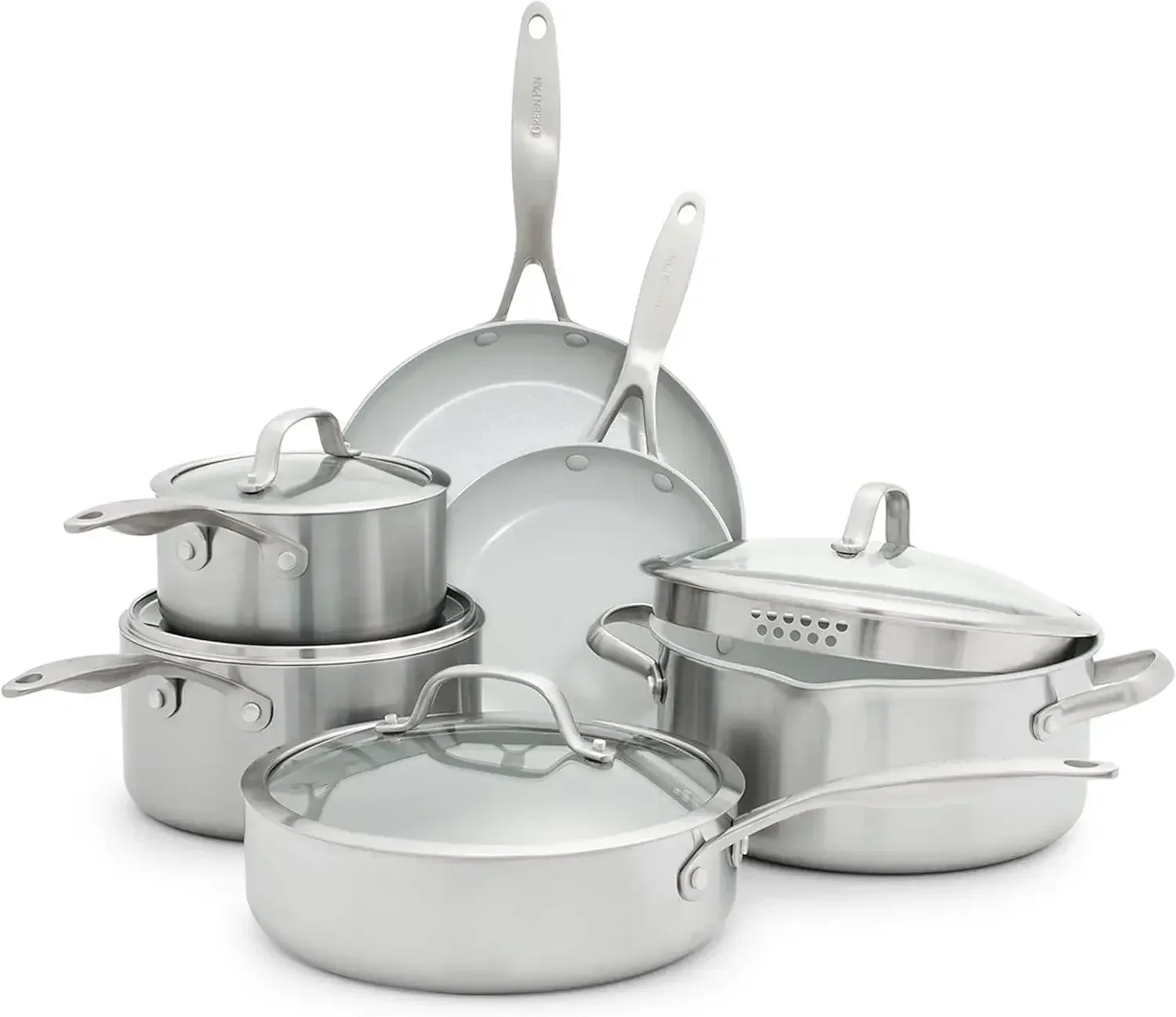 

Venice Pro 10 Piece Cookware Set, Stainless Steel Non-Toxic PFAS-Free with Ceramic Nonstick Coating, Induction Suitable