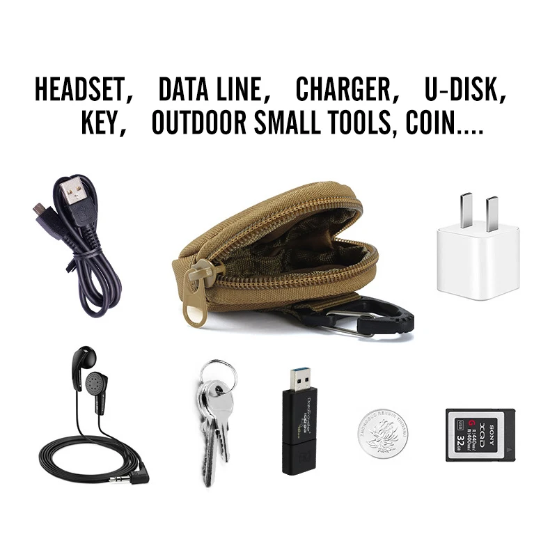 Taktische EDC Männer Schlüssel Brieftasche Tasche Outdoor USB Kabel U-Disk Kopfhörer Lagerung Tasche für AirPods Freebugs Kopfhörer schutzhülle – Detail 12