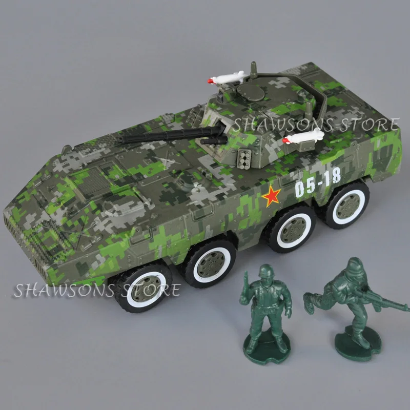 Mainan Model militer Diecast, mainan Model militer 1:50 kendaraan tempur lapis baja, suara tarik mundur AFV Tiongkok, replika miniatur ringan