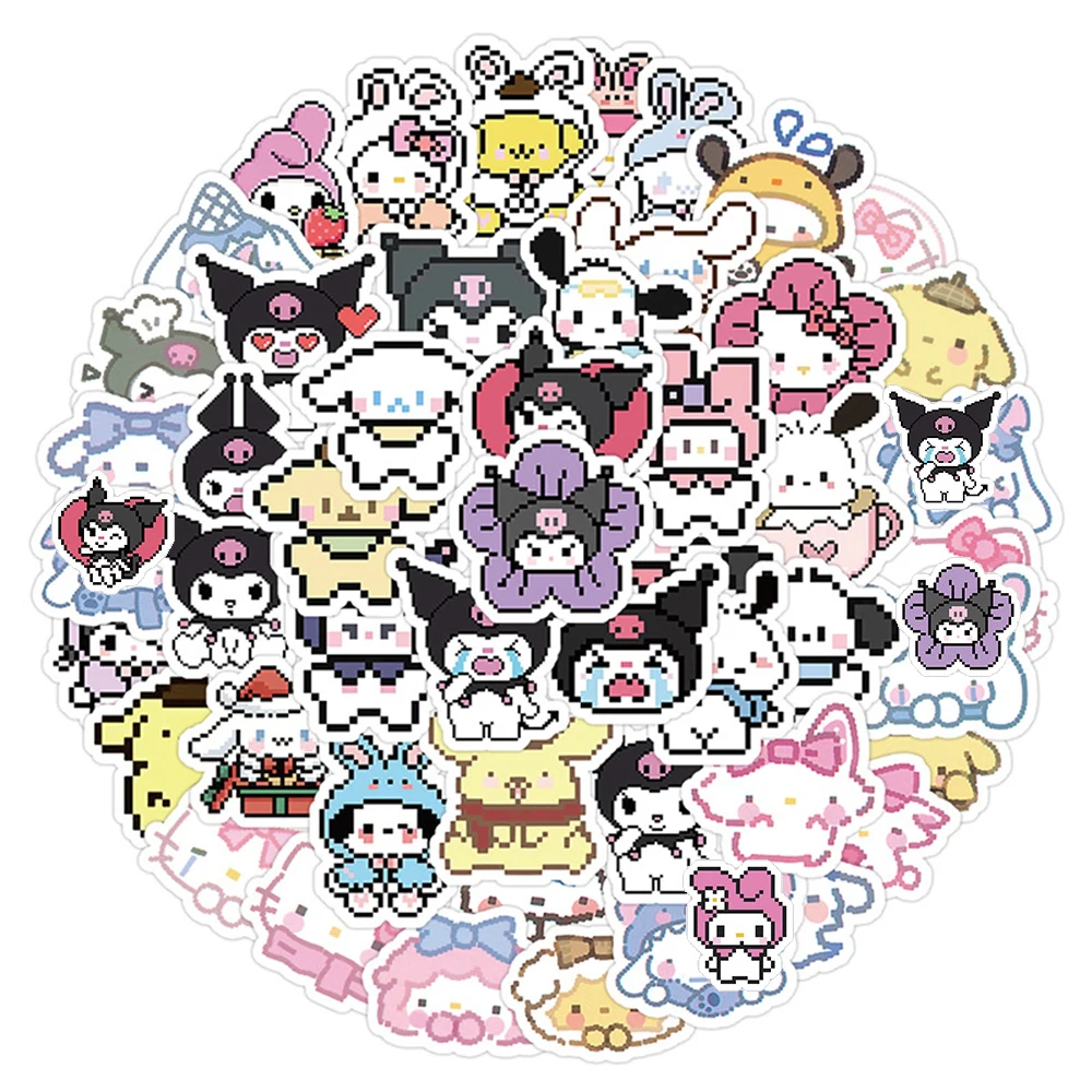 

10/30/50/100pcs Cute Anime Pixel Kuromi My Melody Stickers Aesthetic Decorative Stationery Phone Laptop Kawaii Girls Kids Decals