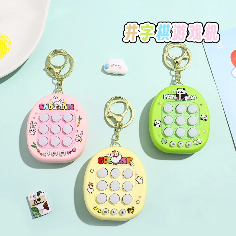 Cartoon Kapibala Tic-Tac-Toe Machine Pressing Happy Keychain Cute Panda Kids Puzzle Memory Training Stress Relief Toys Key chain