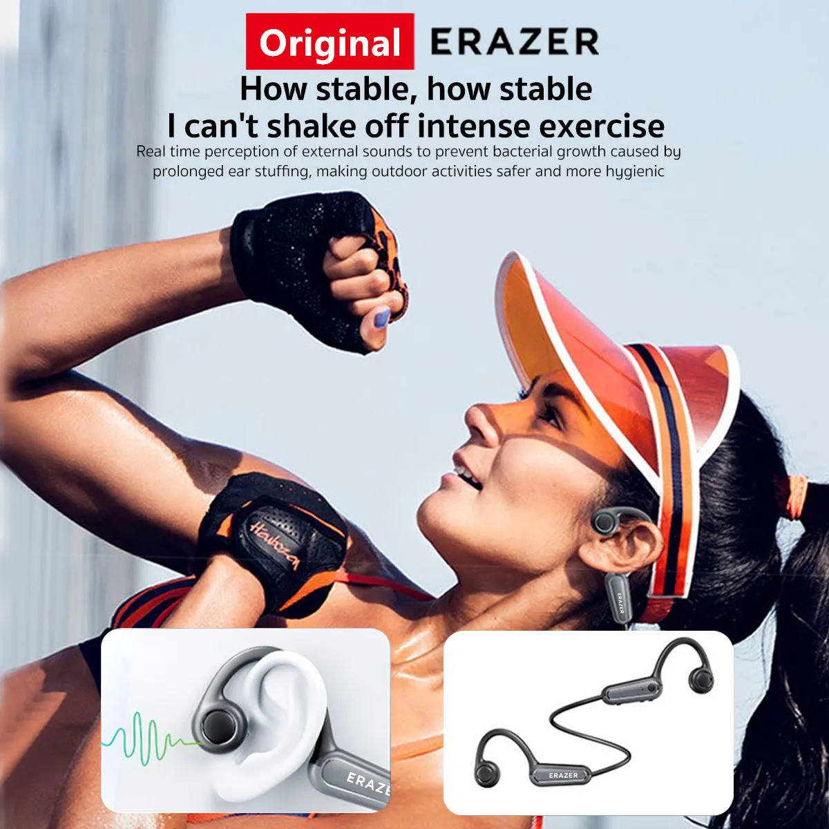 Original ERAZER XF22 Earphone Bluetooth 5.4 Sports Wireless Headphones Bone Conduction Headsets with Mic Neckband Earbuds image 4