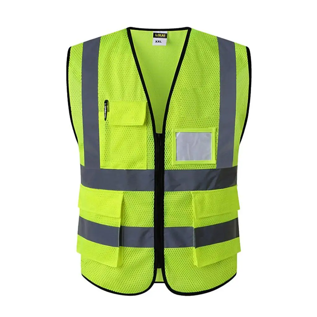 Reusable Reflective Security Vest with High Visibility Stripes Protective Workwear for Motorcycle Cycling Outdoor Safety