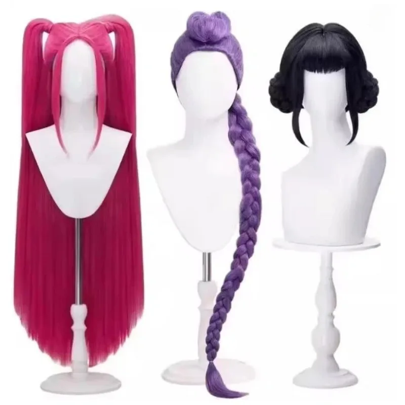 Disfraz de cazadores de belleza, pelucas Rumi, Cosplay para niños, pelucas de disfraz de Anime Mira Zoey para mujeres, peluca trenzada púrpura, accesorio de Cosplay para Halloween