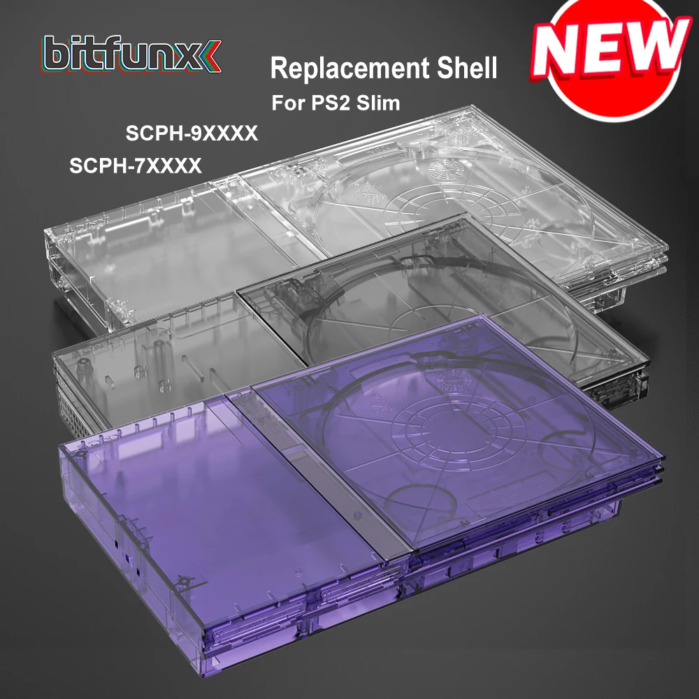 Защитный корпус игровой консоли Bitfunx, прозрачный сменный корпус, аксессуары для консоли SONY PlayStation2 Slim