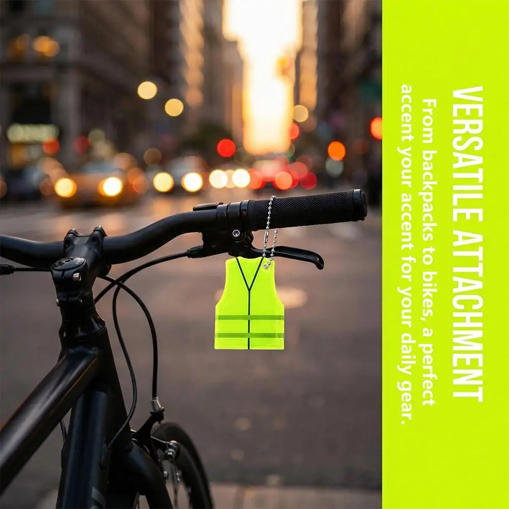 Reflective Safety Keychains High-Visibility Vest-Shaped Reflector for Night Cycling and Walking