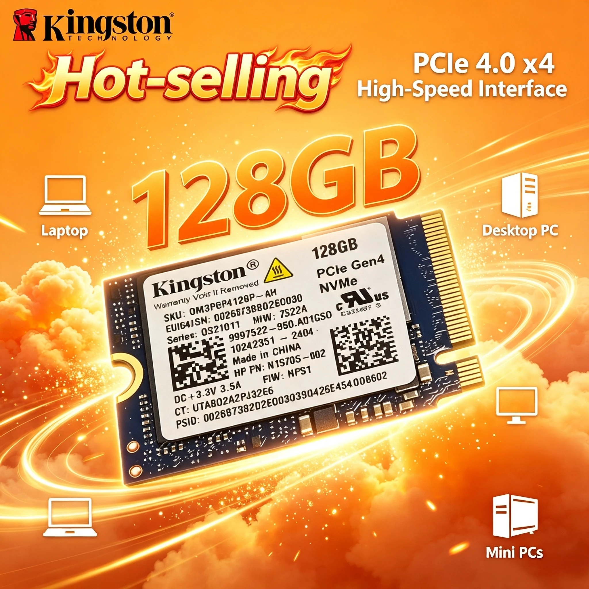 新しいkingston-m2-2230-nvme-pcie-40-128gb-oem内蔵ssdソリッドステートドライブ、steam-deck、ノートパソコン、pc-proのアップグレードに最適な高速仕様