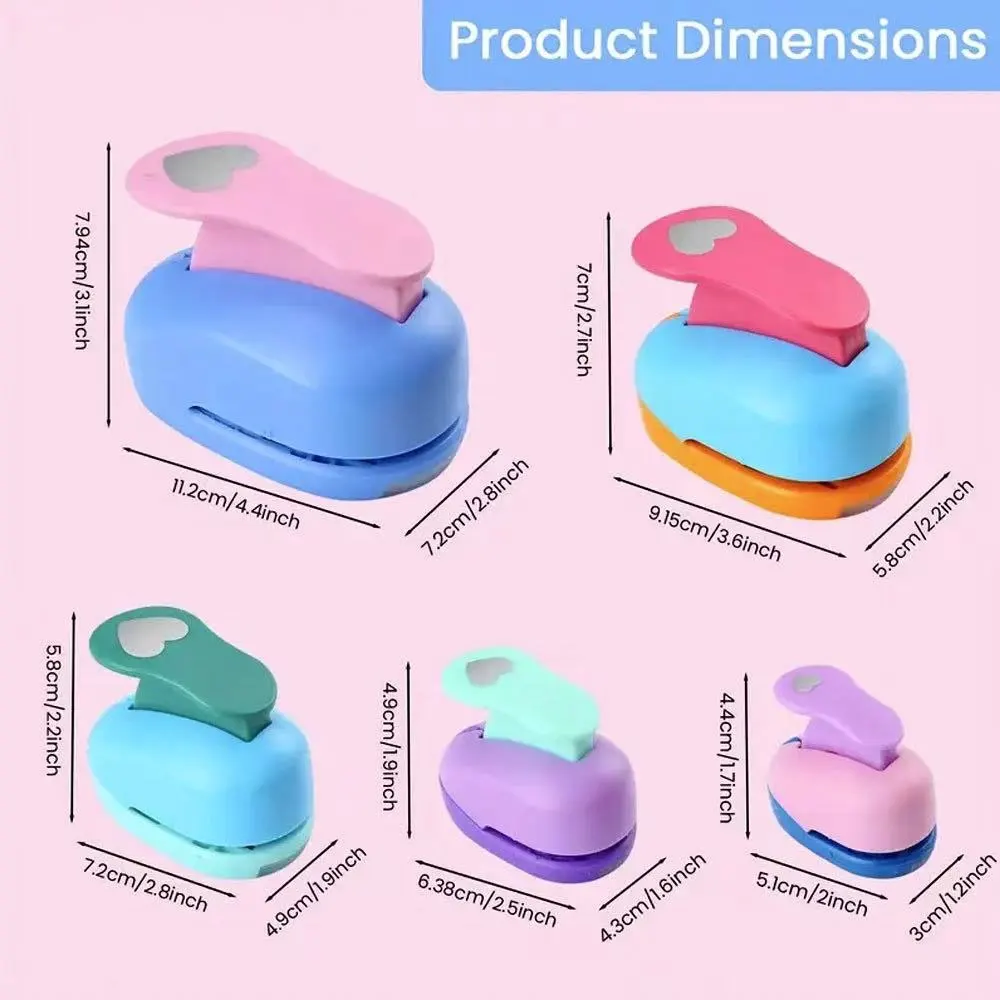 8/16/25/38/50mm Random Color Heart Shaped Hole Punch DIY Craft Hole Punch for Scrapbook Hole Punch