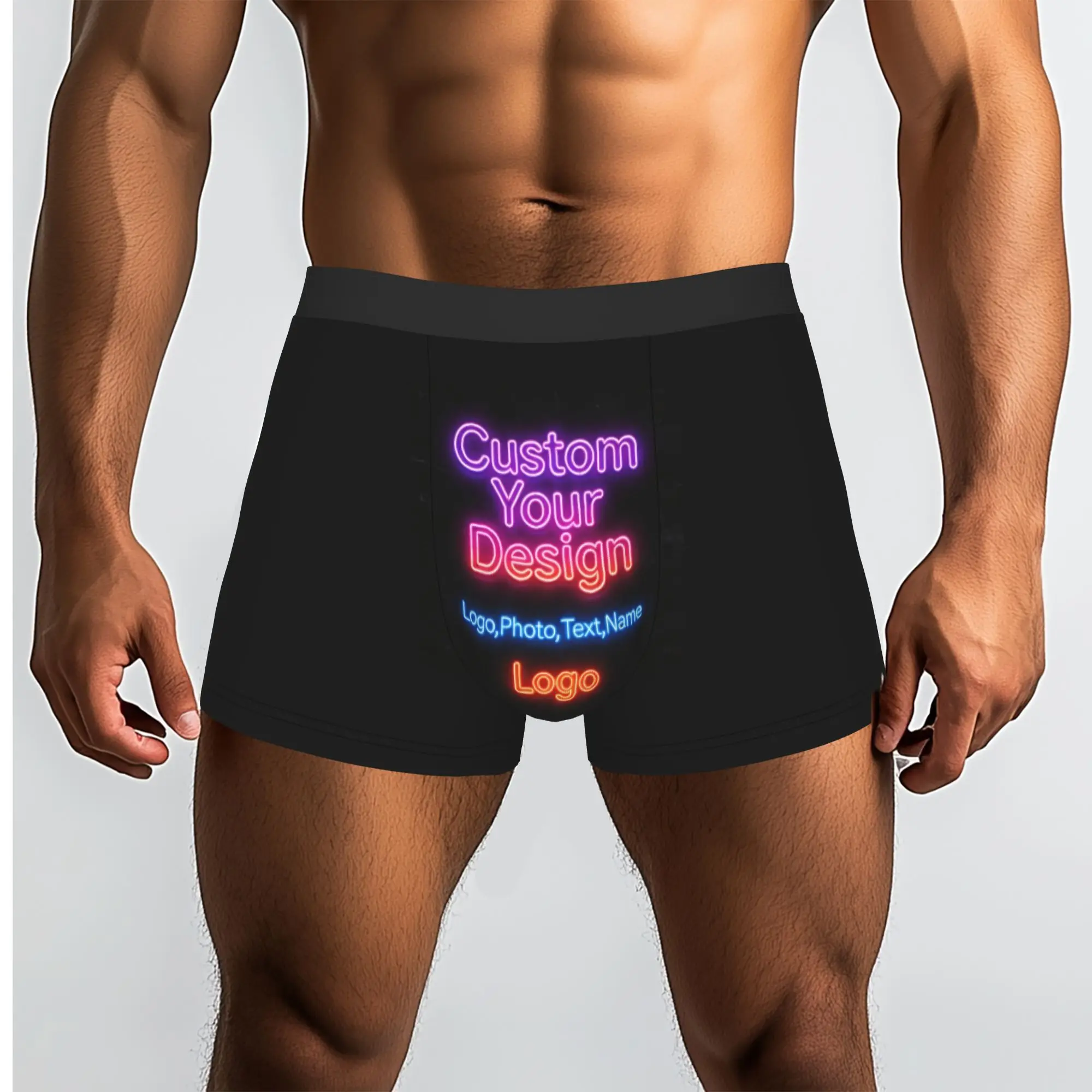 Custom Your Design Logo Boxers Shorts Men Customized Logo Printed Briefs Underwear Fashion Underpants