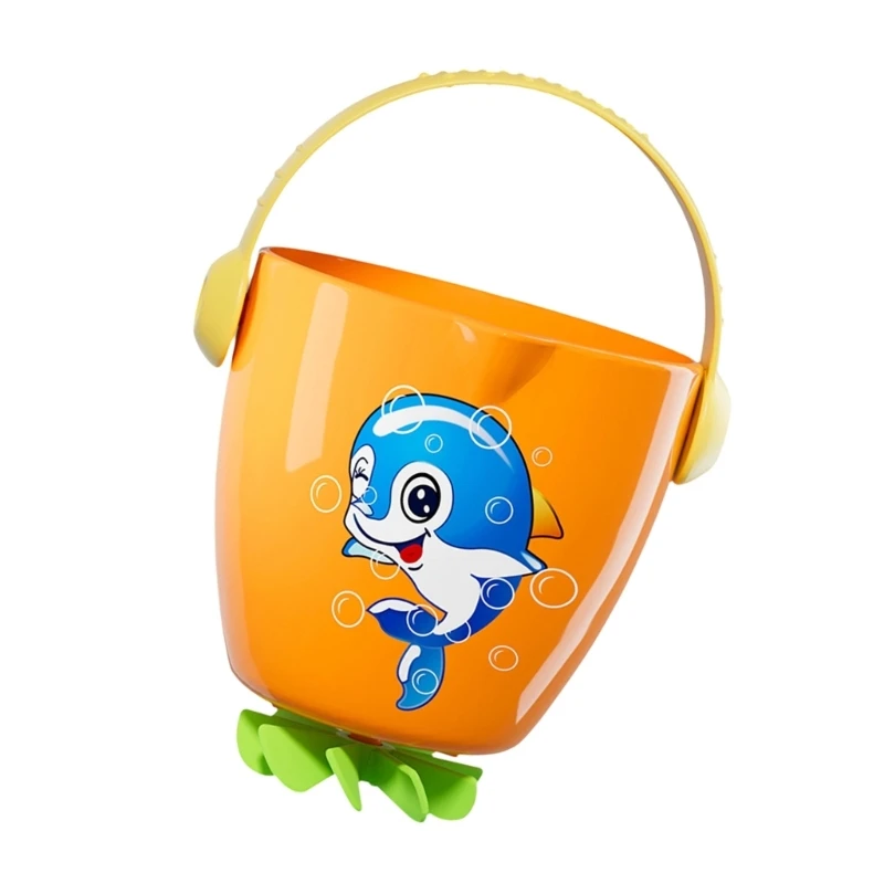 Y4QA Baby Bath Toy Rotating Water Sprayer Bucket Toy Safe Cartoon Sprinkler for Kids