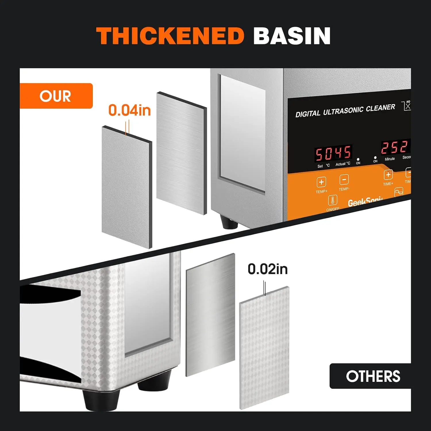 ACMESONIC 2L เครื่องทําความร้อนจับเวลา Digital Ultrasonic Cleaner 40kHz SUS 304 สแตนเลสสําหรับเครื่องประดับนาฬิกาแว่นตาอุปกรณ์เสริม