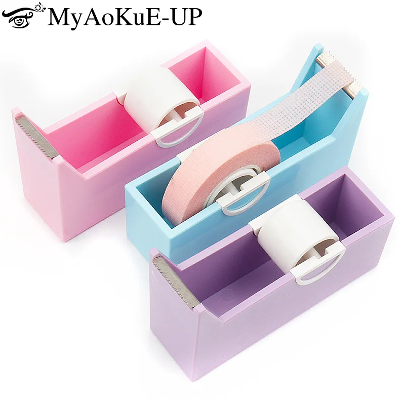 6 Colors Eyelash Extension Tape Holder Base Lash Adhesive Tape Cutter Dispenser Grafting Lash Plastic Rotating Cut Makeup Tool