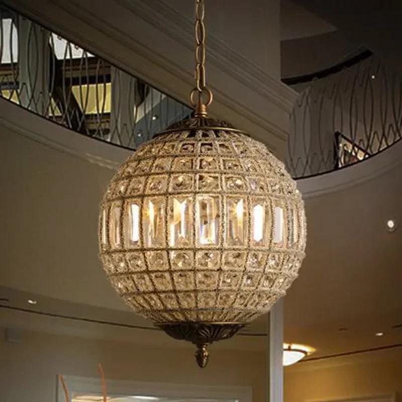 retro globe crystal chandelier creative ball lamp living room bedroom villa restaurant hotel engineering chandelier