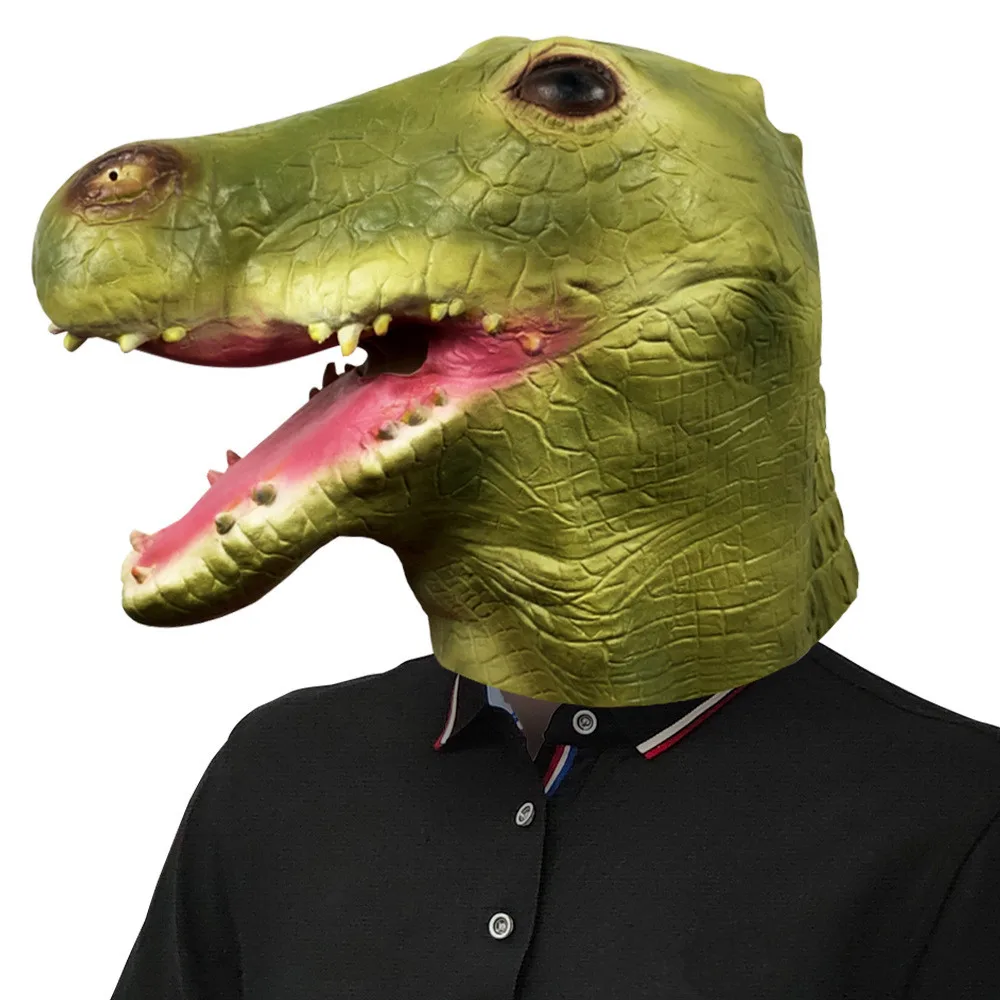 Latex Krokodil-Alligator-Kopfmaske für Erwachsene Halloween Weihnachtsfeier Kostüm – Detail 3