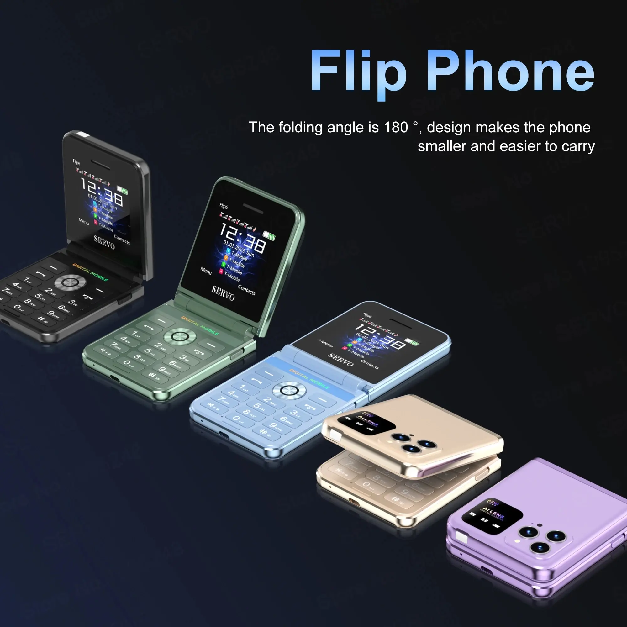 SERVO Flip6 New Folding Mobile Phone 4 SIM Card GSM Network Flashlight Mp3 Speed Dial Push Button Clamshell Phone Classic Colors image 3