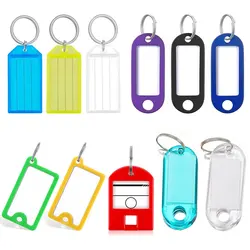 50/10Pcs Multi Style Plastic Key Labels With Jump Rings Mixed Color Key Markings for DIY Key Chain Kit Numbered Name Luggage Tag