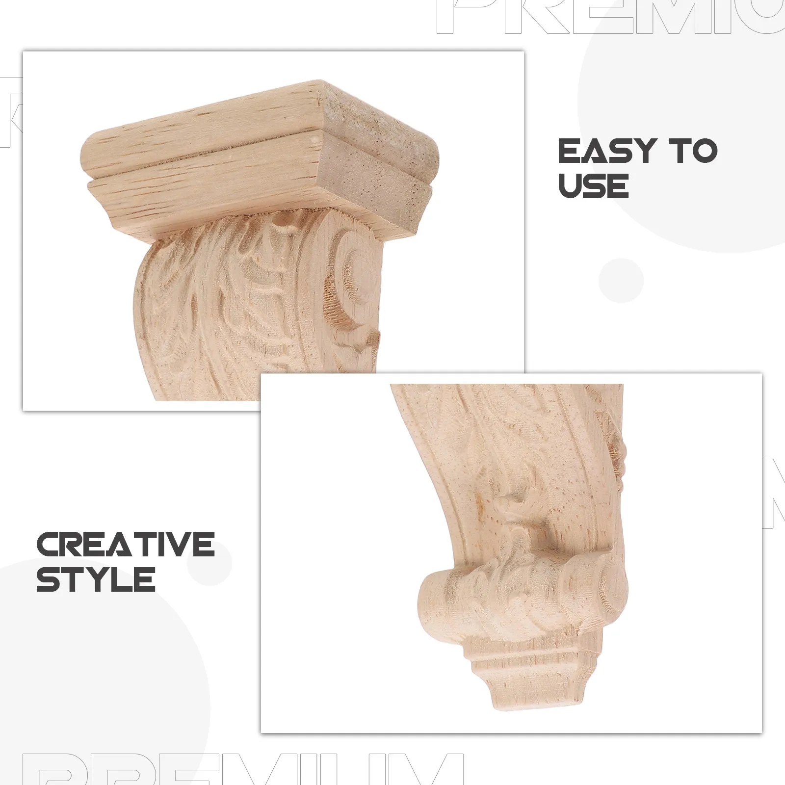 2Pcs Wood Carved Corbels Vintage European Style Decorative Shelf Brackets Wall Corner Onlay Appliques Rustic Wood Corbels