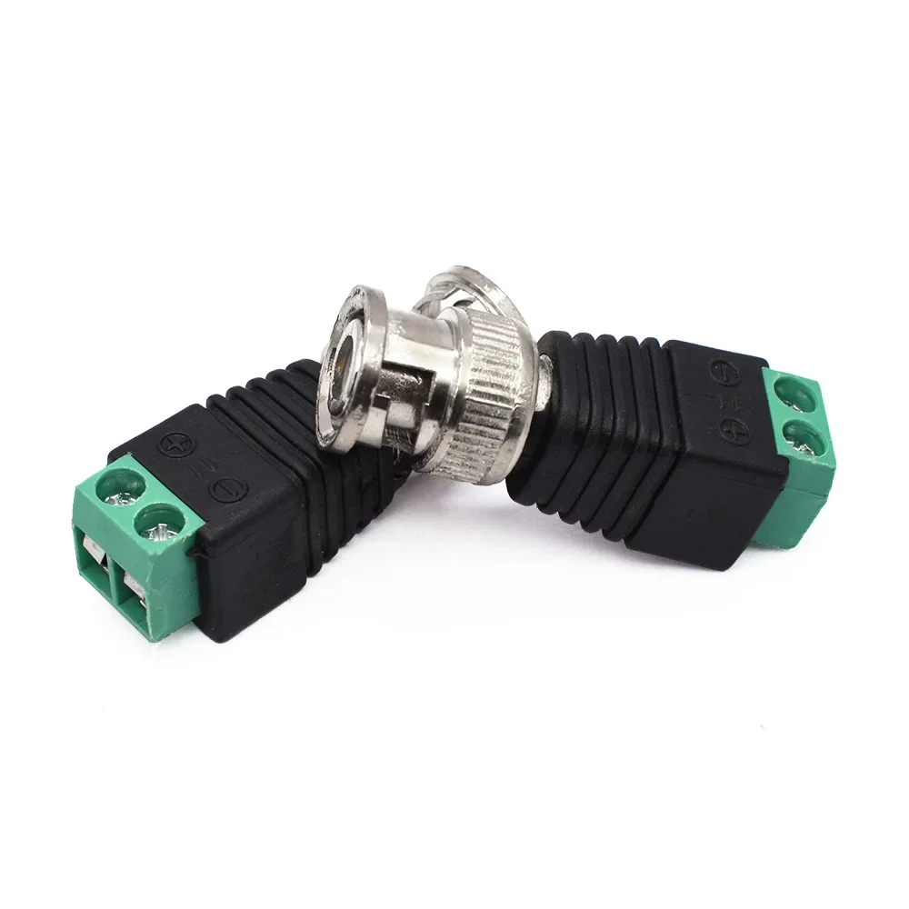 10pcs BNC Male Balun Converter, Cat5/BNC & BNC/2 Terminals, CCTV Surveillance Adapter - High Quality for Video Systems