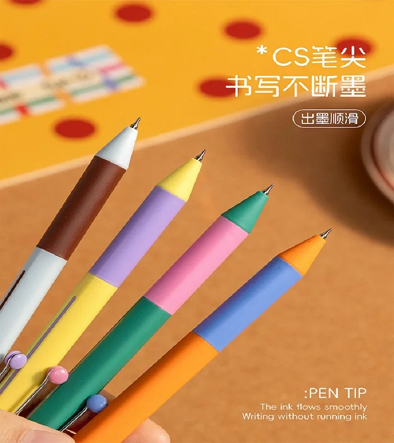 ZENNYTH 2pc/Set Creative Geometry Color Block Gel Pens 0.5mm Quick Dry Ink Ultra Smooth Writing for School & Office Stationery