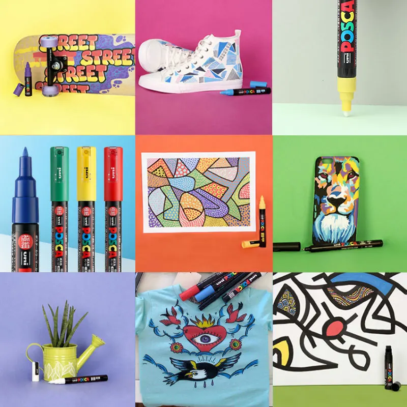 1pcs UNI Marker Pen POSCA PC-1M POP Poster Water-based Advertising/Graffiti Mark Pen 0.7 Nid Character Bright and Colorful