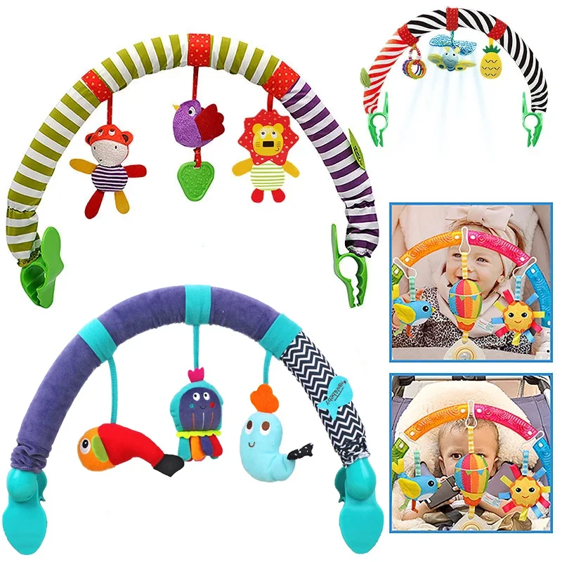 Infant Baby Stroller Arch Toy Play Bar Fun Newborns Sensory Activity Adjustable for Bouncers and Car Safe Seat Bed Hanging Toys