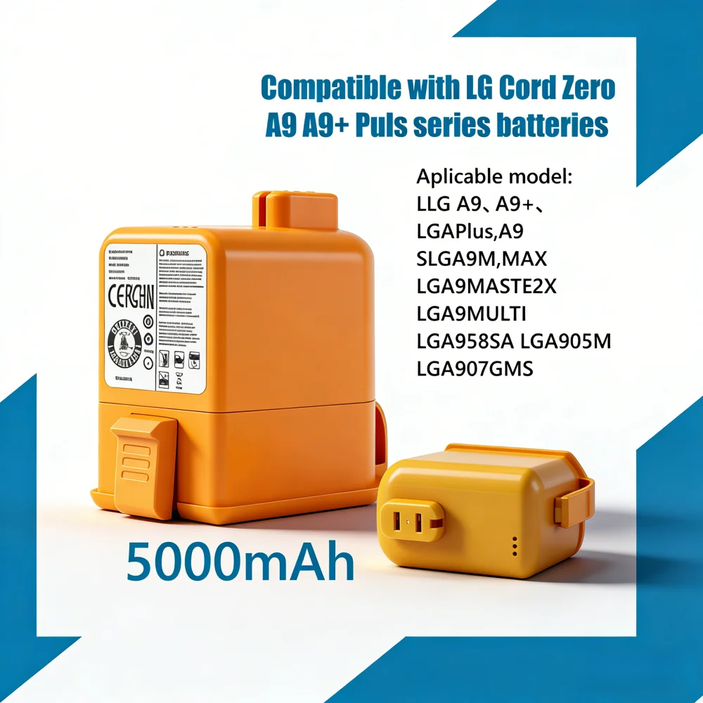 

Replacement Li-Ion Battery 25.5V 5000mAh for LG Cord Zero A9,A9S,P9,A9K-CORE,A9MAX,A9T-Ultra,A9K-PRO,A9N,A9M,A9 Plus