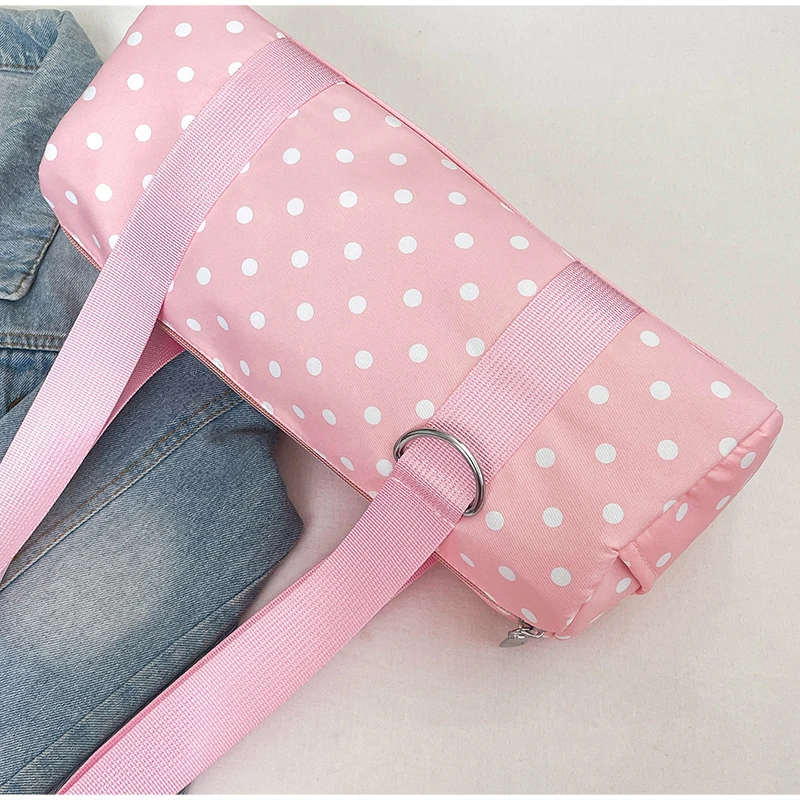 Gepunktete Schultertasche in langem Zylinderformat, Damen-Handtasche mit Tragegriff, zylindrische, leichte, schicke Tragetasche für den Arbeitsweg – Detail 8