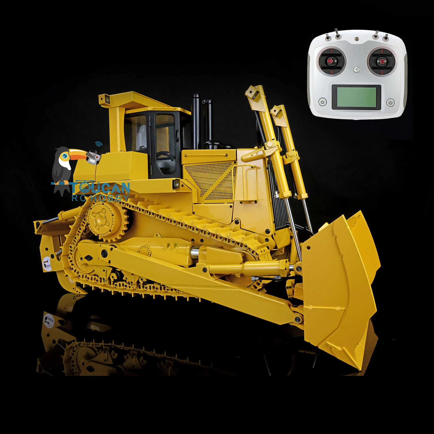 New DXR2 1/14 JDM 98 Metal RC Hydraulic Bulldozer Yellow Color RTR Assembled Radio Model Plow Dozer Sound Light Pump ESC Motor